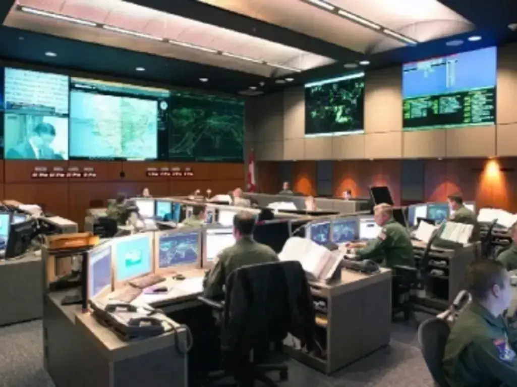 Military command center with operators.