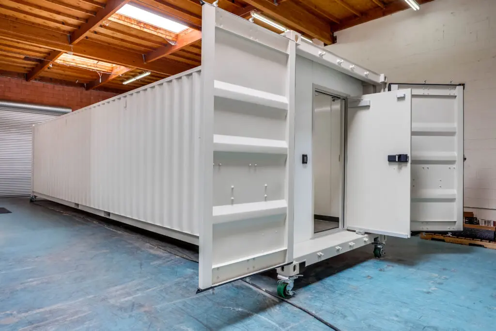 The front of a container SCIF